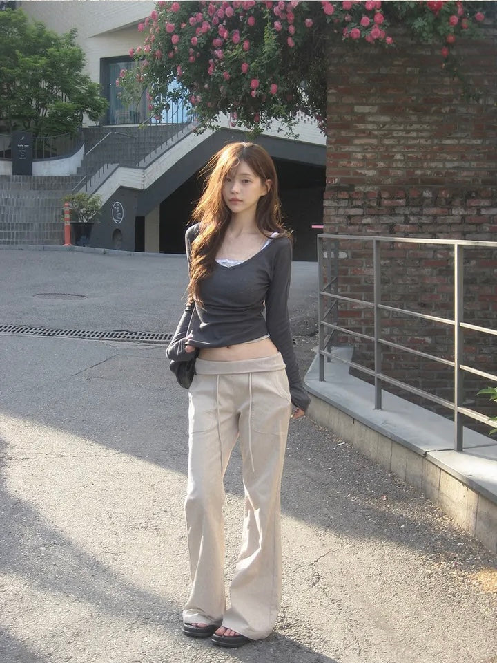 U領透透長袖Top 十三色入