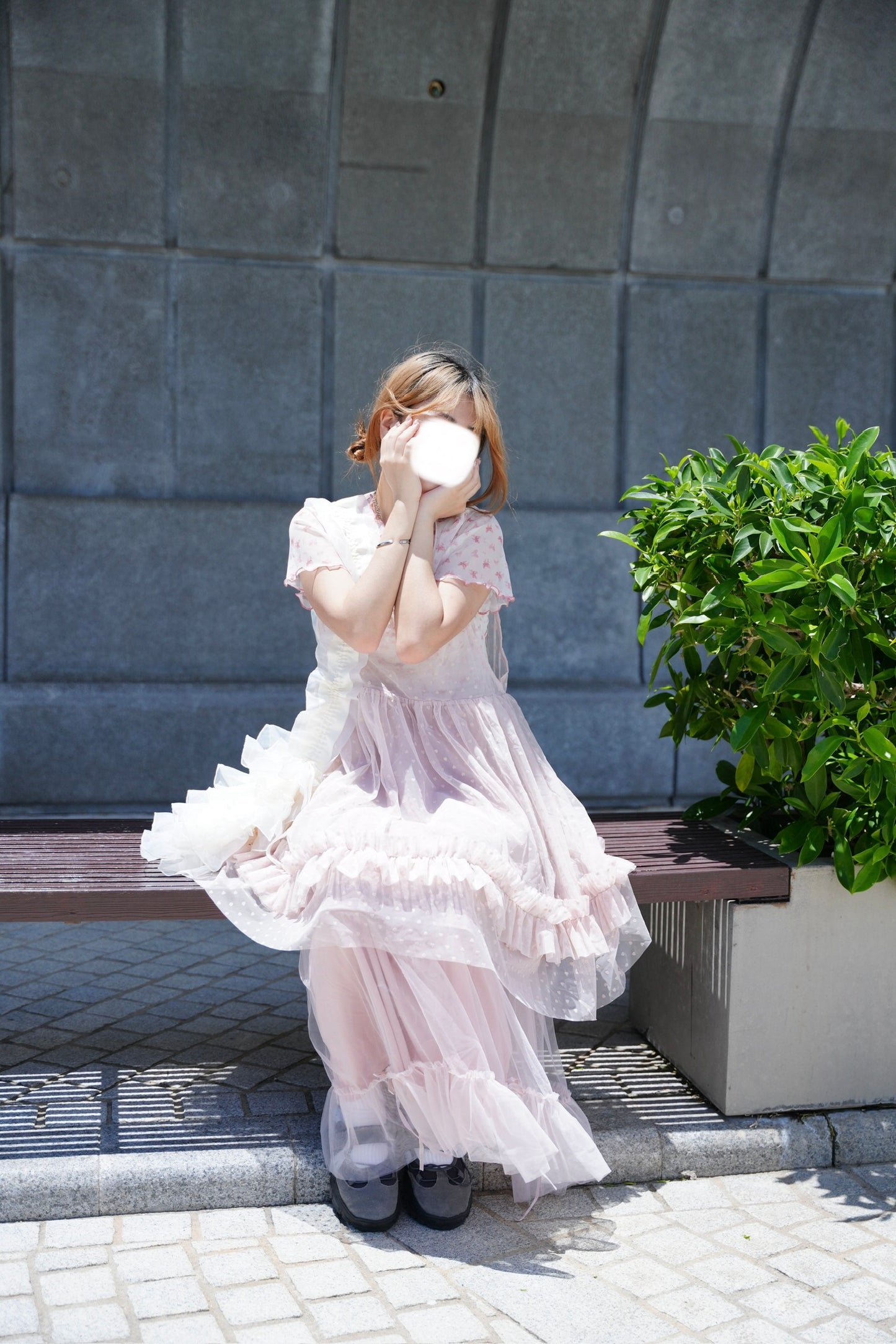 愛心網紗ruffle OPS 四色入