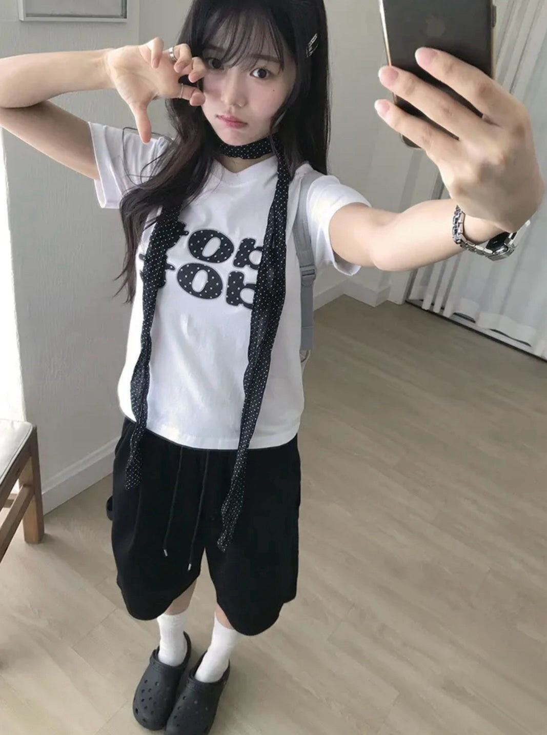 波點字母Crop Top 兩色入