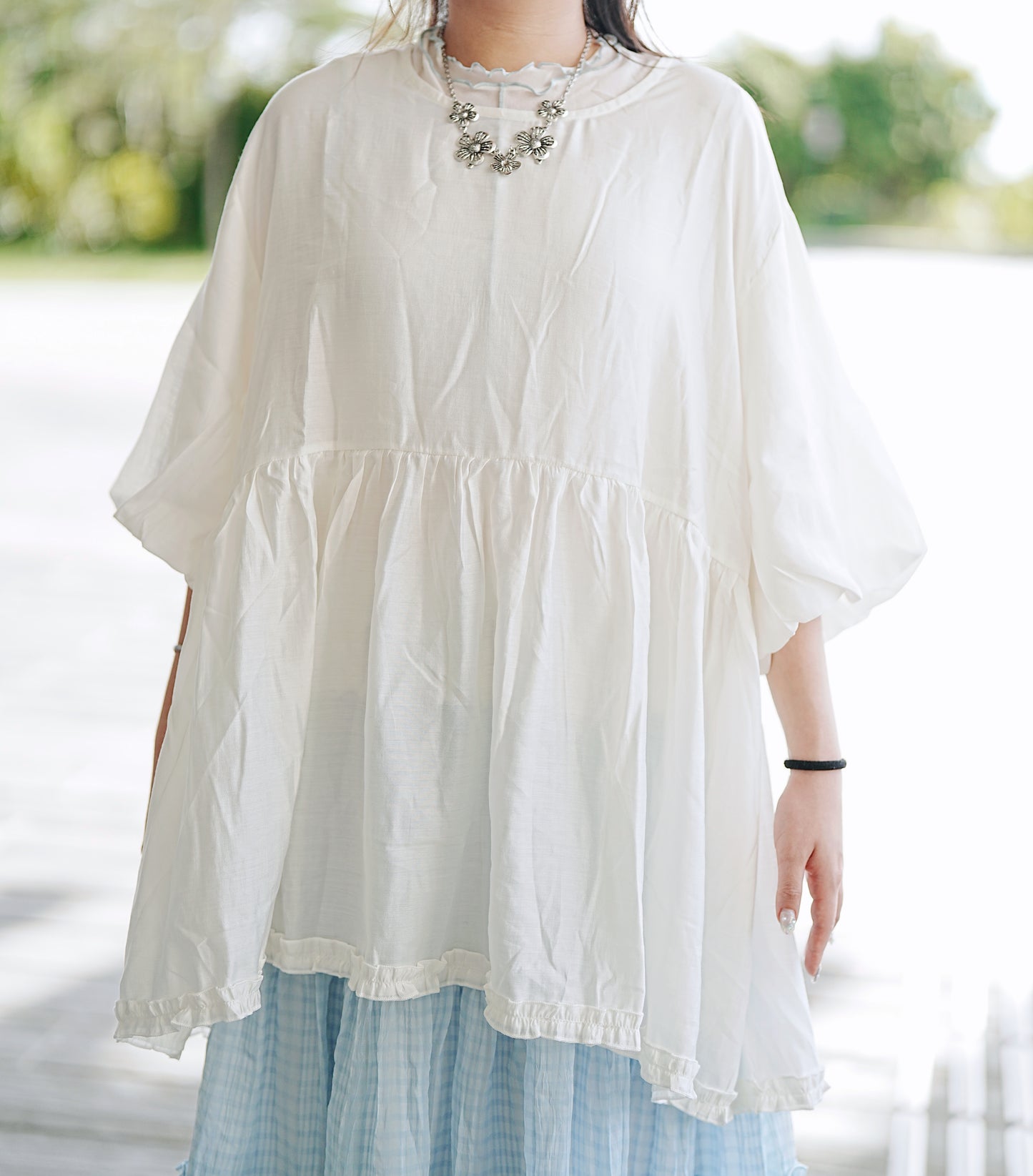 泡泡ruffle top
