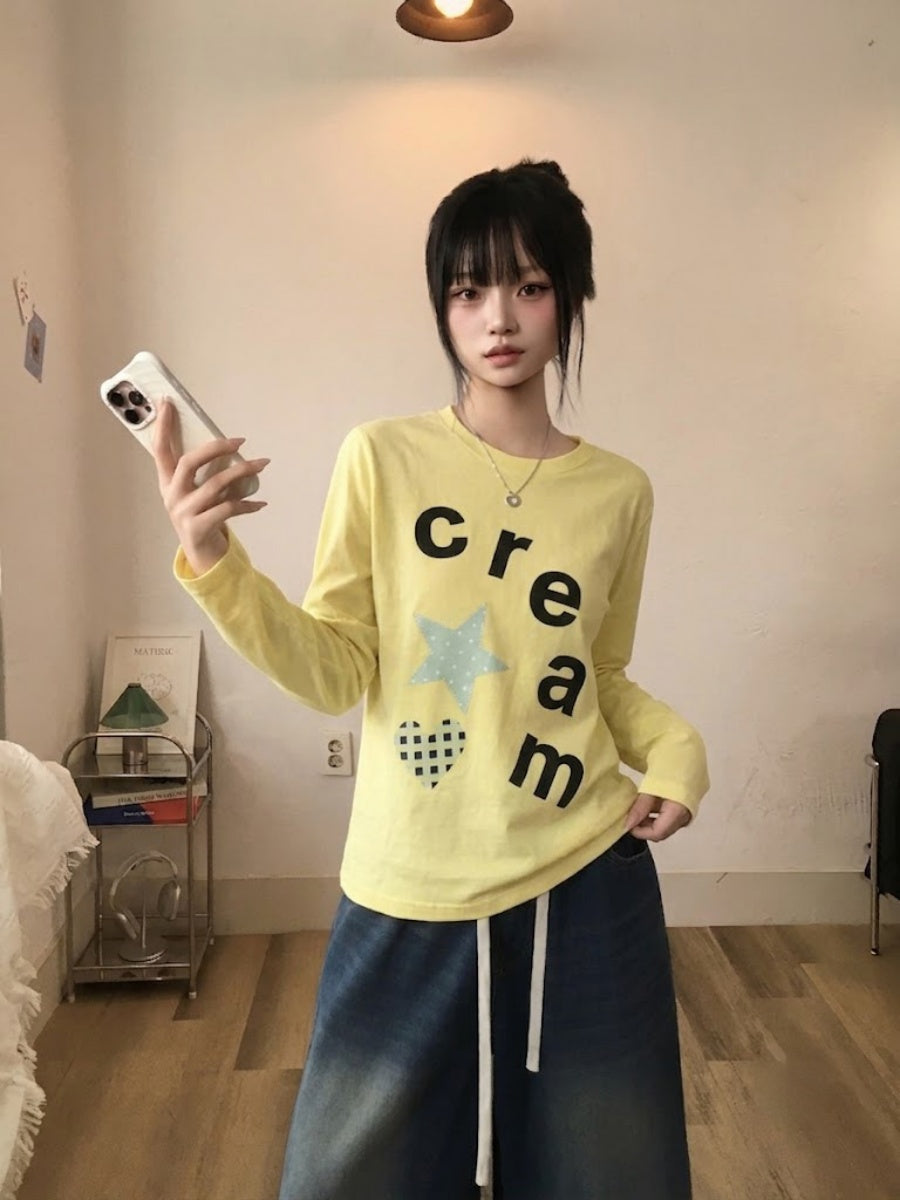 星星愛心印花長袖Top 六色入