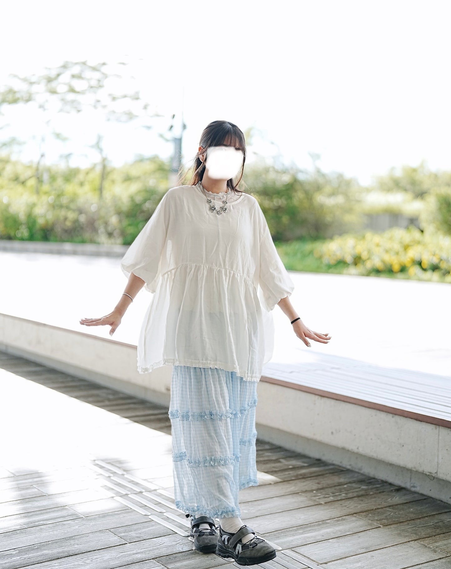 泡泡ruffle top