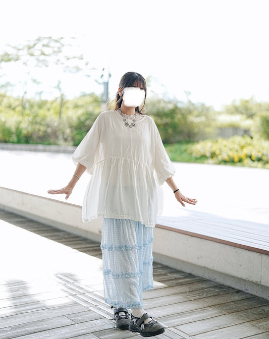 泡泡ruffle top