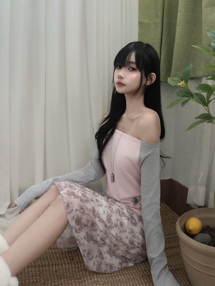 插肩水墨花長袖Top 三色入