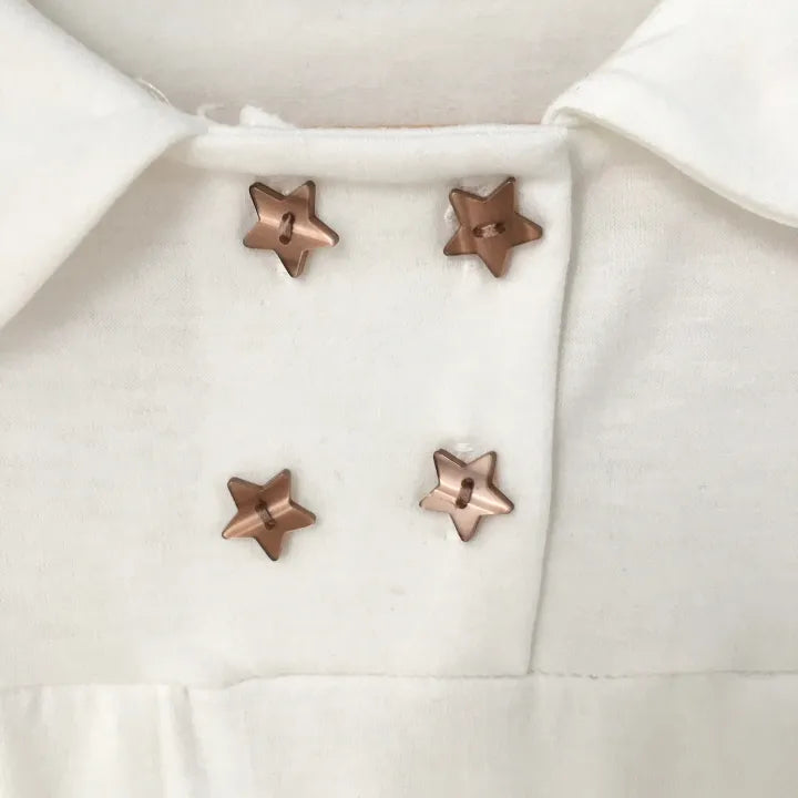 星星鈕娃娃領短T 三色入