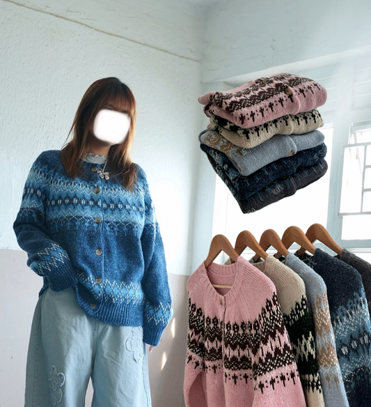 北歐針織鈕扣外套 五色入￼