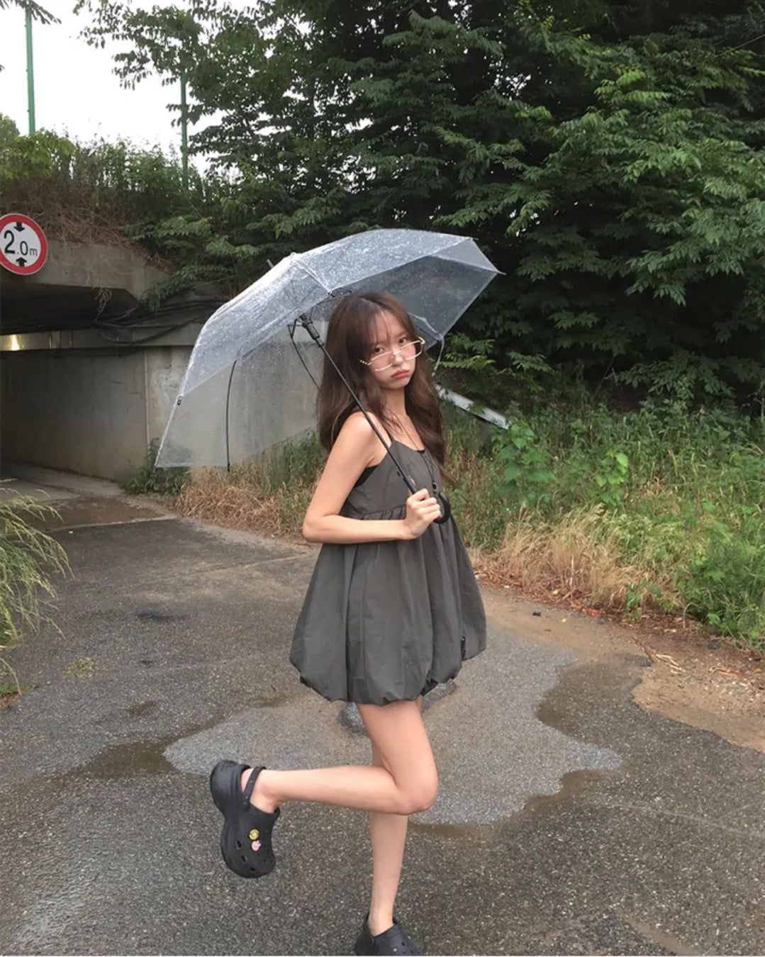 吊帶泡泡top 兩色入