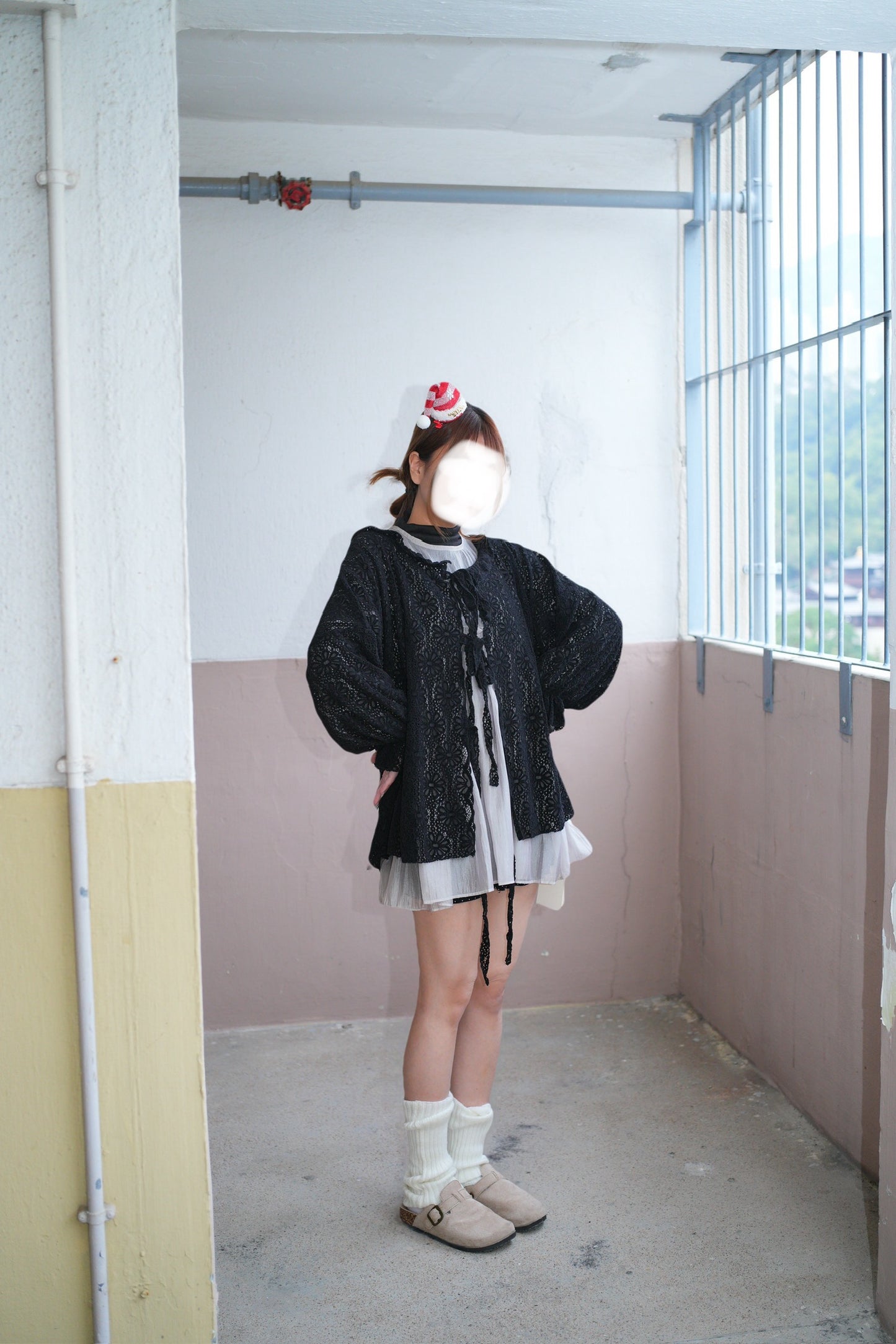 絨面花花ruffle外套 三色入