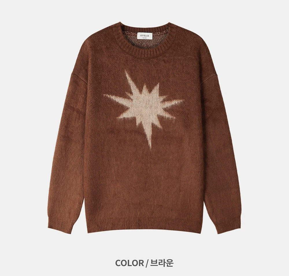 Star Pattern Round Neck Knit Sweater