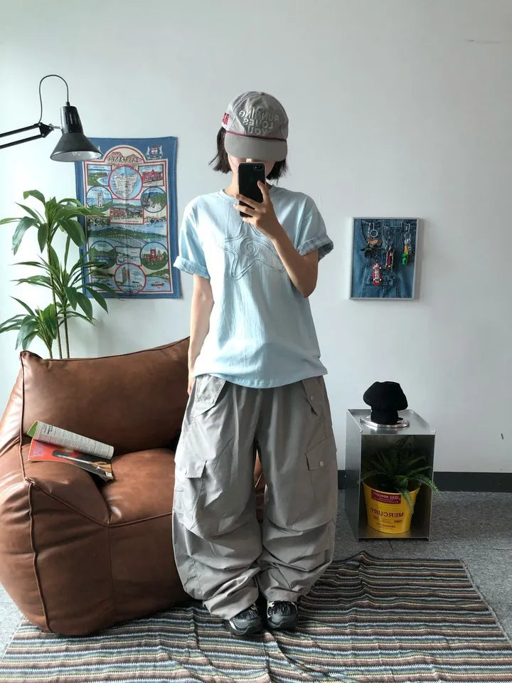 7月韓貨預訂95折಄格紋星星短袖Tee 五色入