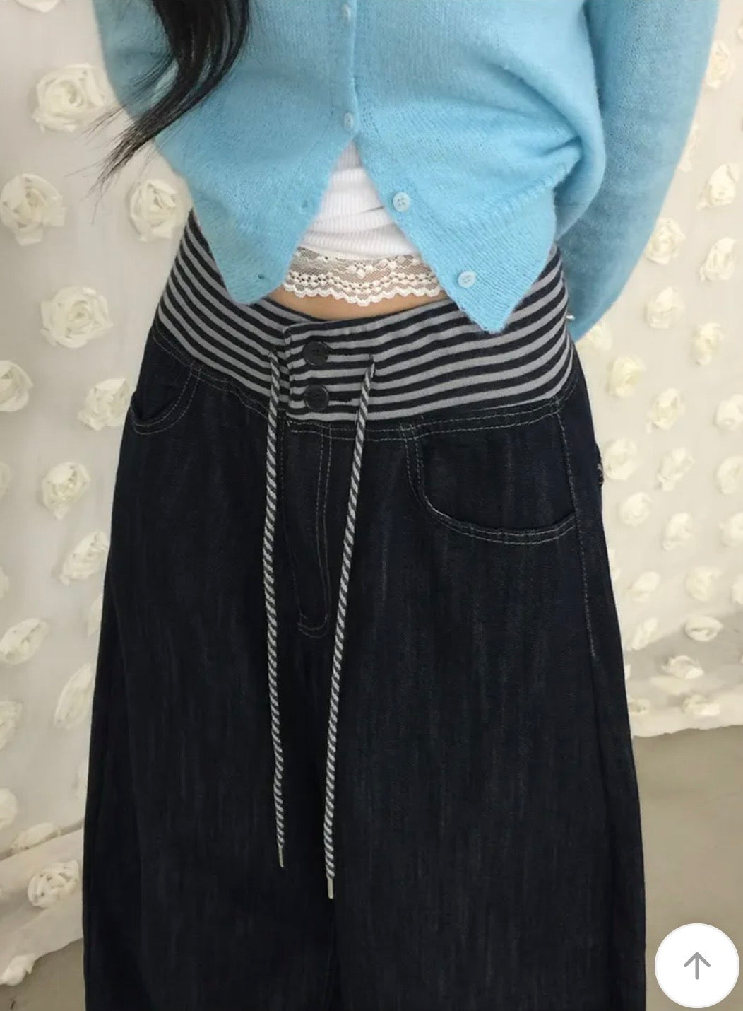 橫紋抽繩彎刀褲 三色入
