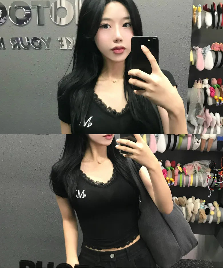 MUCENT Lace貼身短袖Top 三色入