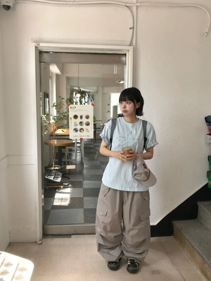 7月韓貨預訂95折಄格紋星星短袖Tee 五色入