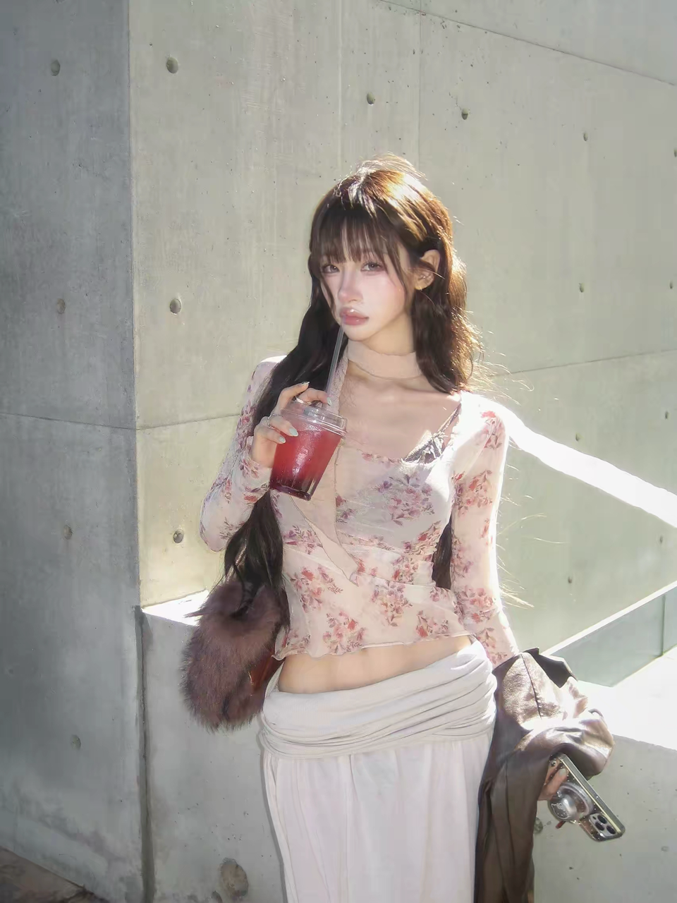 碎花方領網紗Top 兩色入