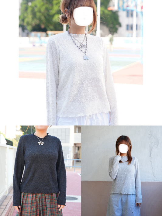 軟糯暗花羽毛TOP 三色入￼