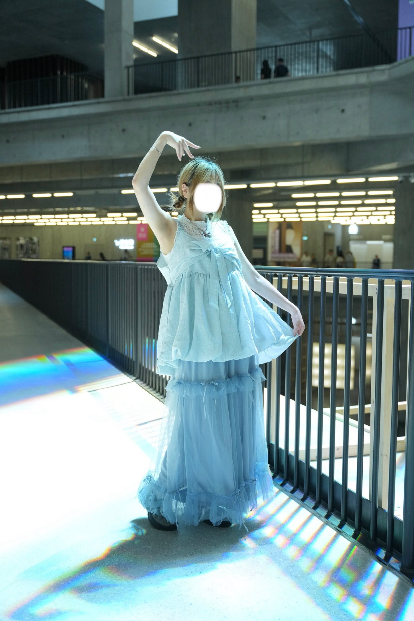 蝴蝶結紗紗花邊半裙 五色入￼
