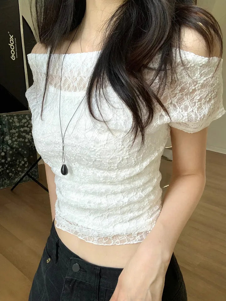 Lace短袖兩件set 三色入