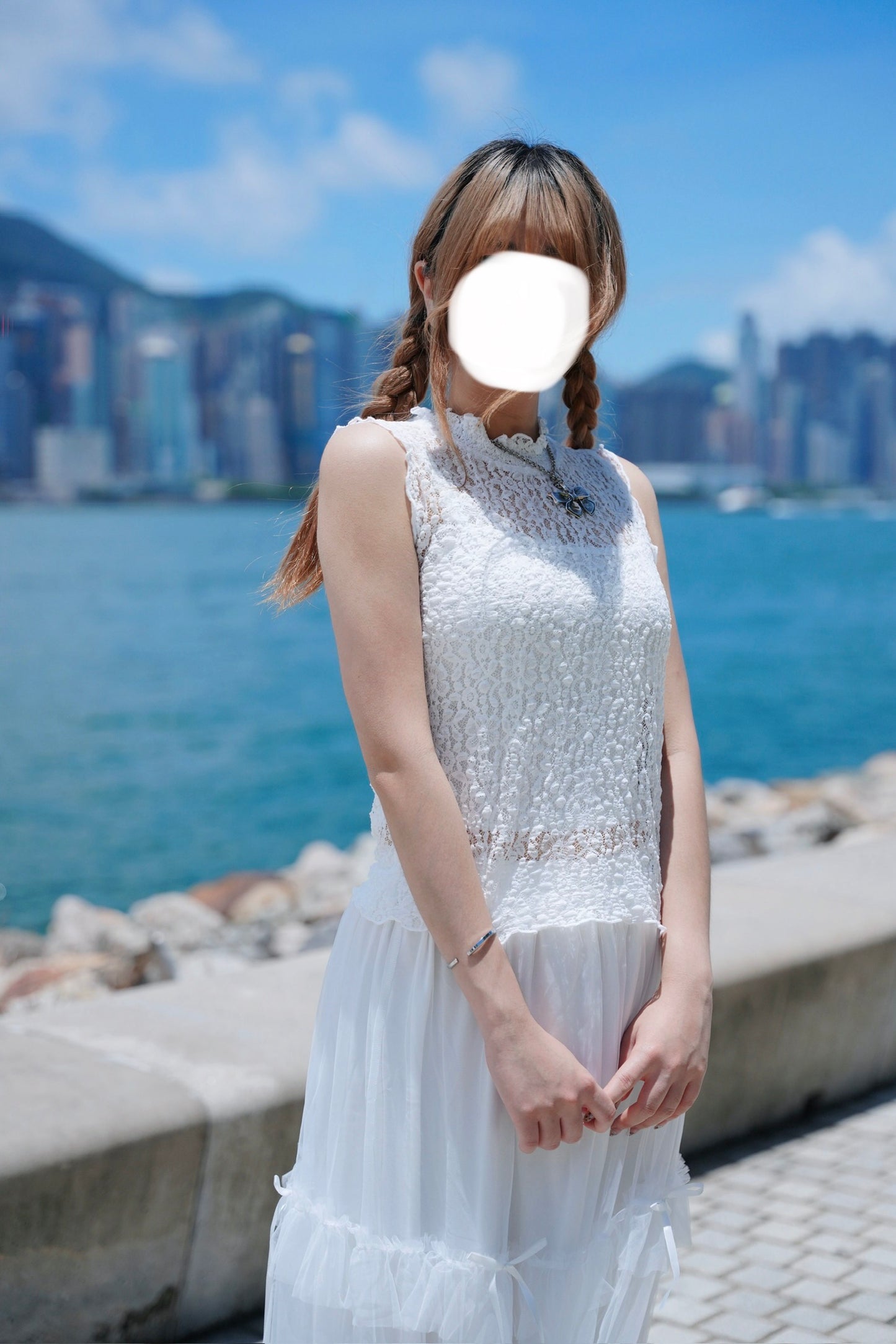蕾絲捲邊背心 兩色入