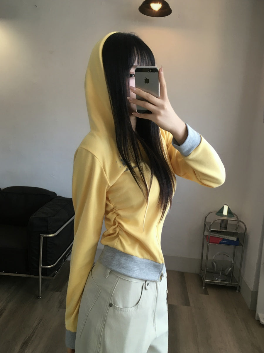 復古撞色拉鏈帽外套 四色入