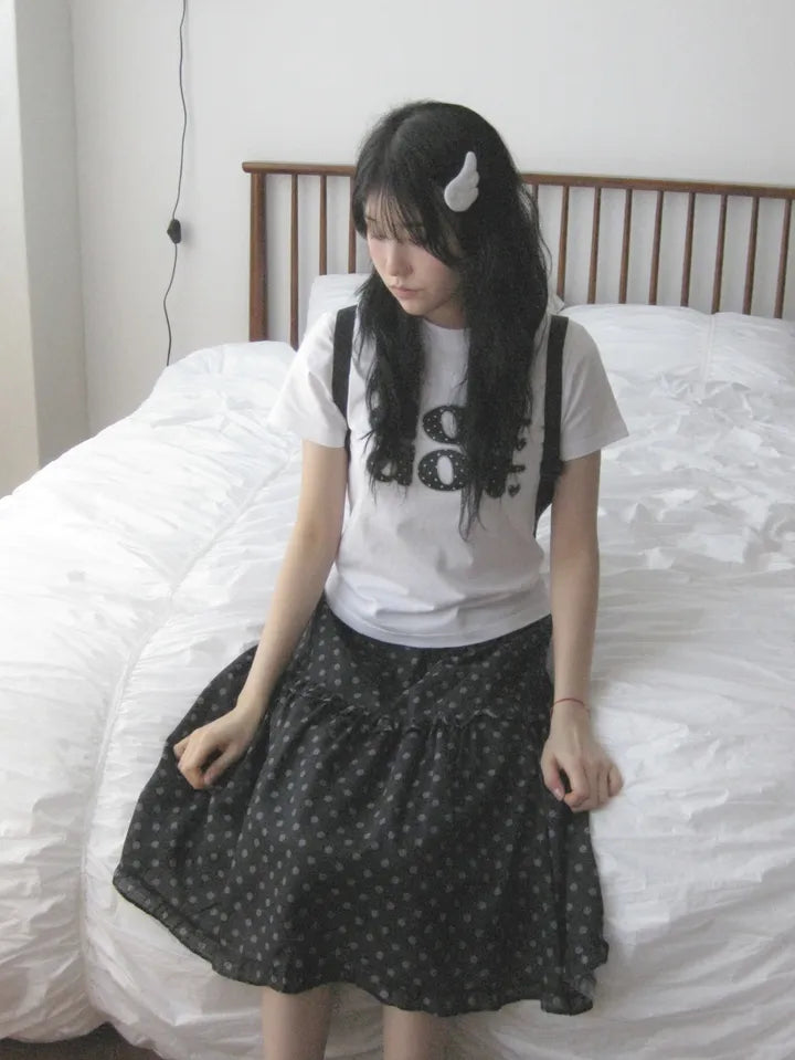 波點字母Crop Top 兩色入