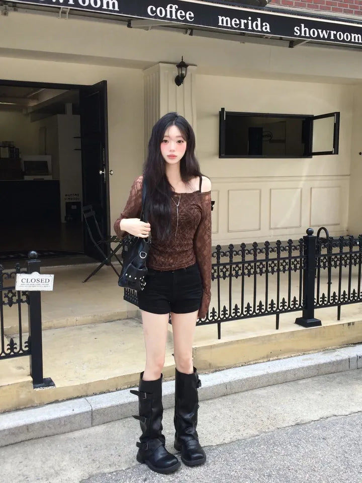 Lace長袖上衣 四色入