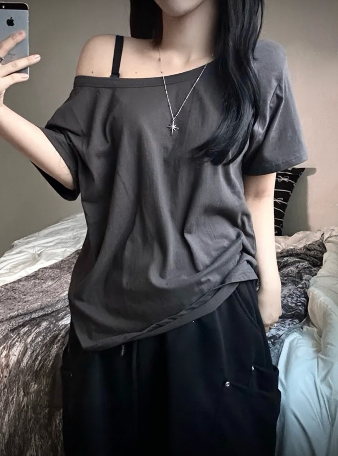3月限定韓貨預訂95折☆ Basic斜膊Oversize Tee 四色入