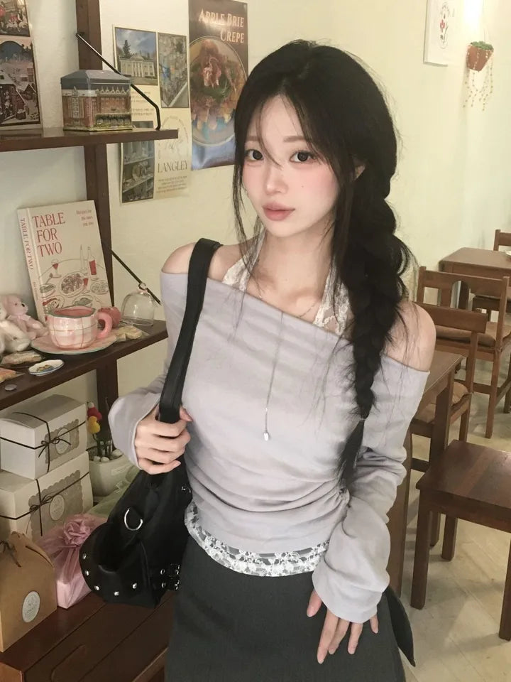 Lace假兩件上衣 三色入