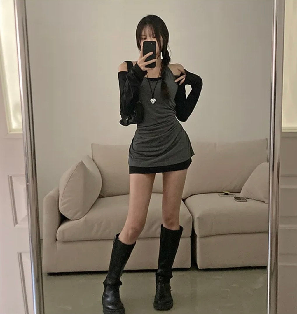 掛脖兩件連身裙 兩色入