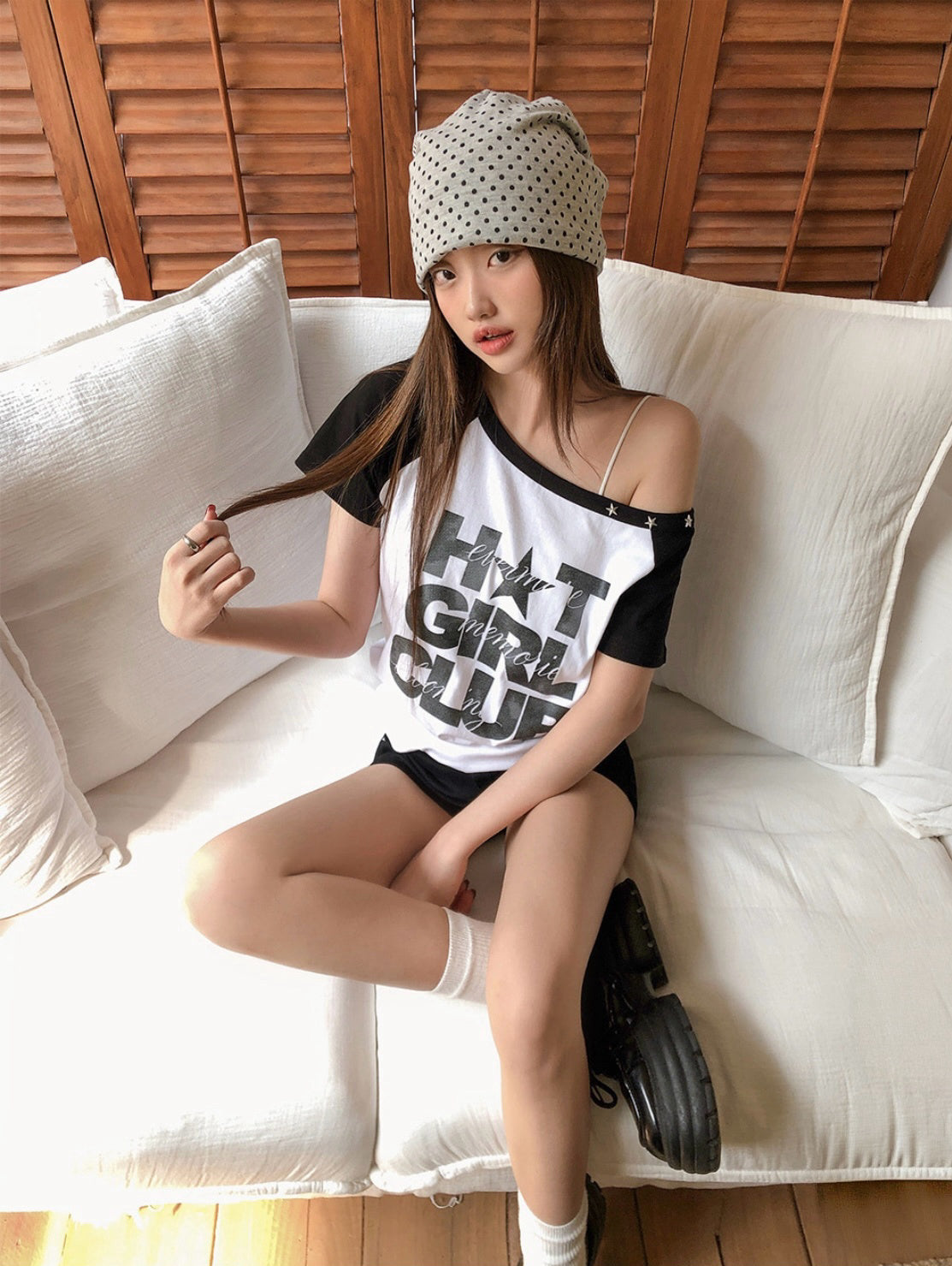 HotGirlClub斜膊上衣￼三色入