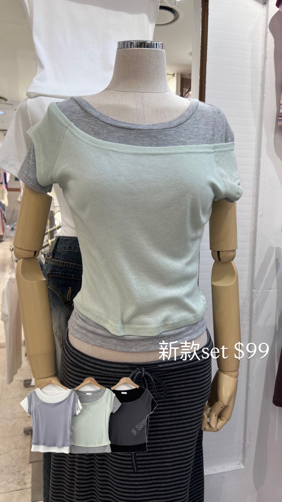 疊色短Top