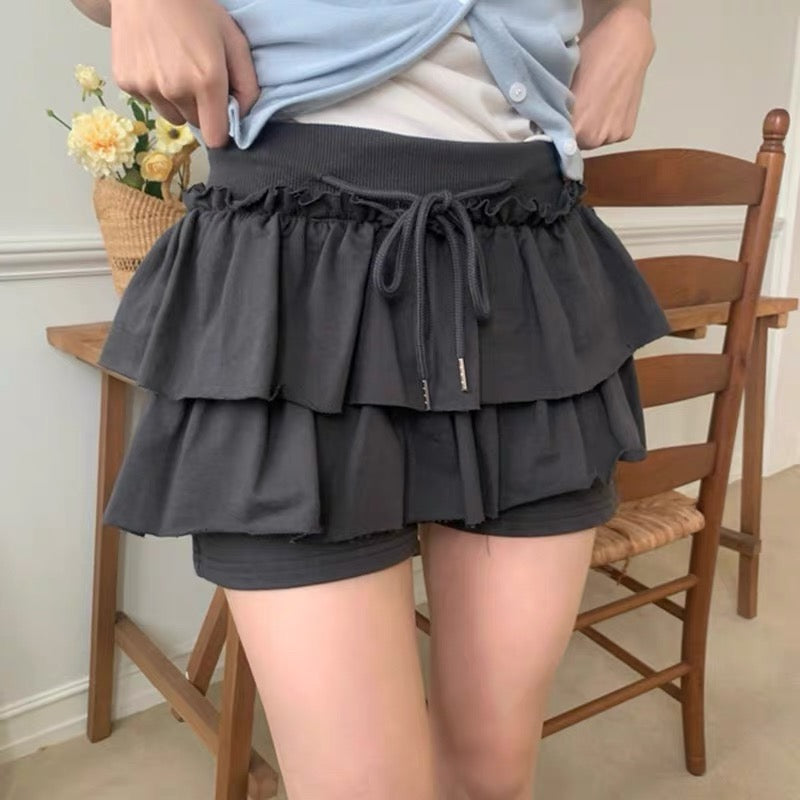 Layer綁帶短裙 三色入