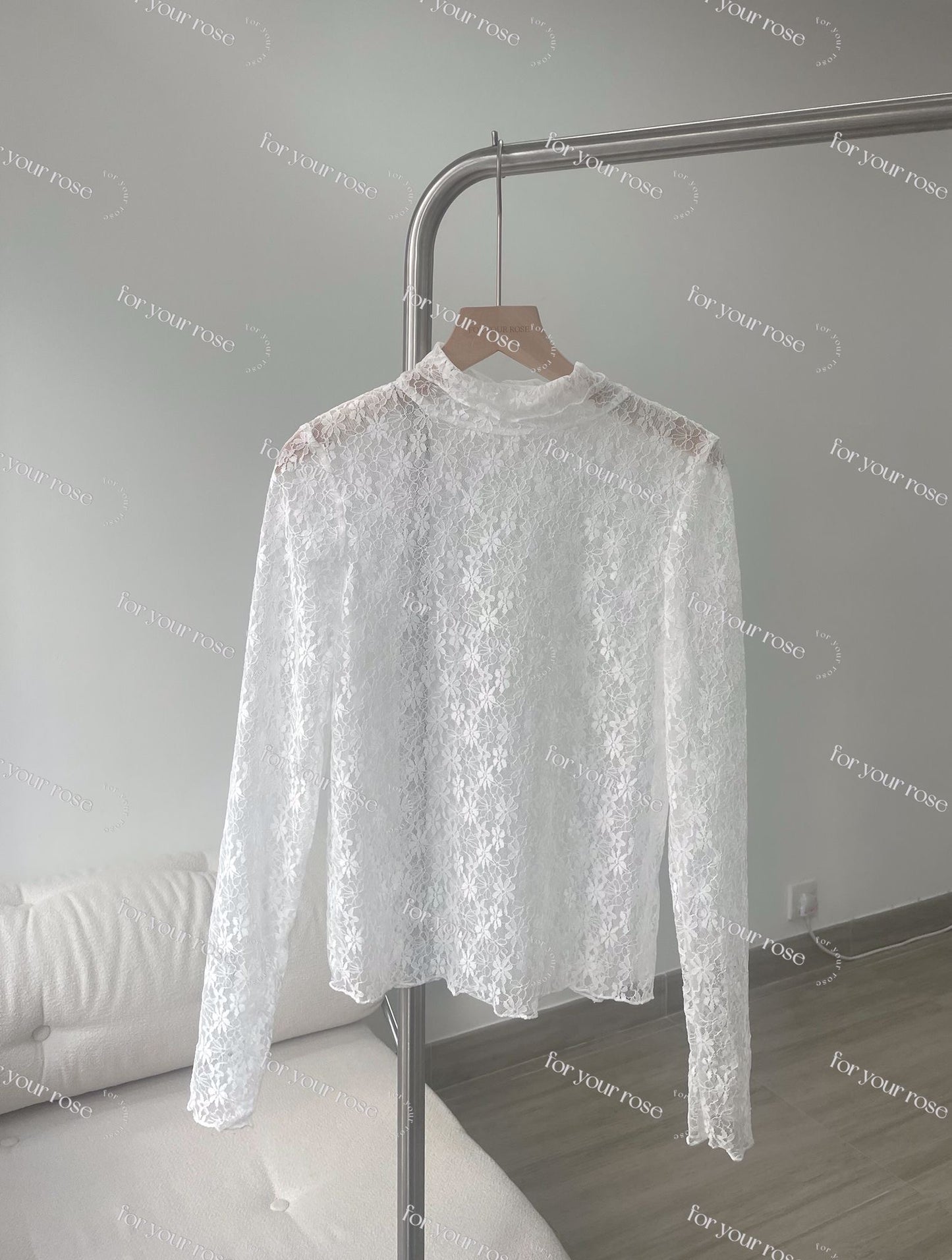 透膚花花ruffle長袖top