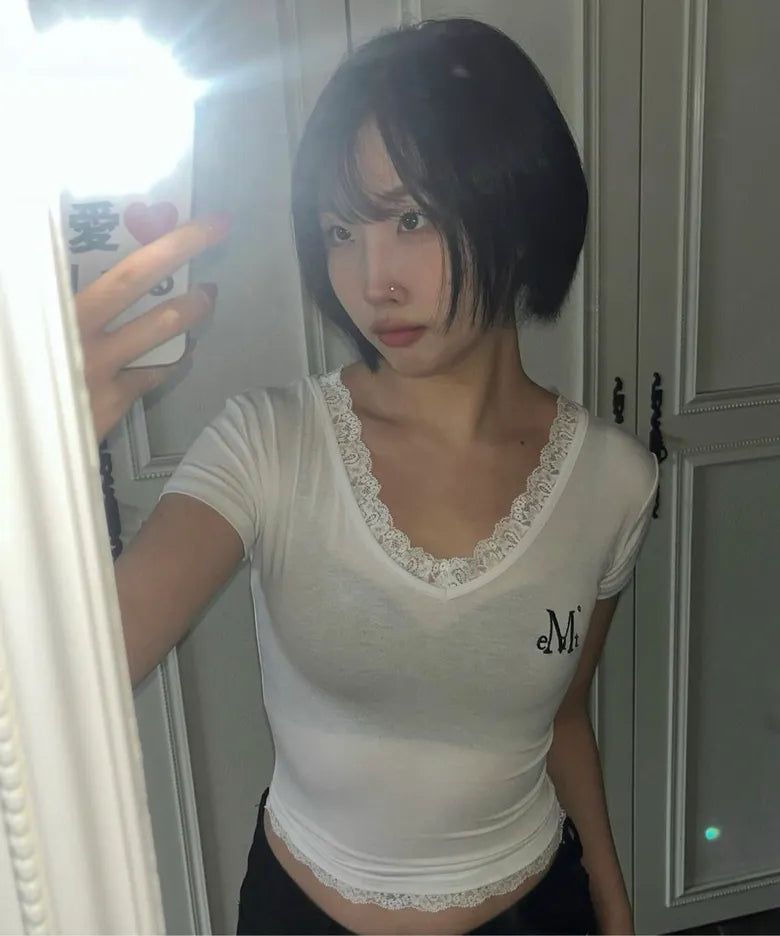 MUCENT Lace貼身短袖Top 三色入