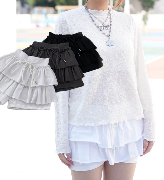 Layer綁帶短裙 三色入