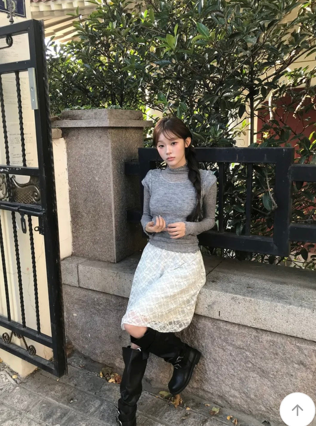 木耳邊高領兩件Set 三色入