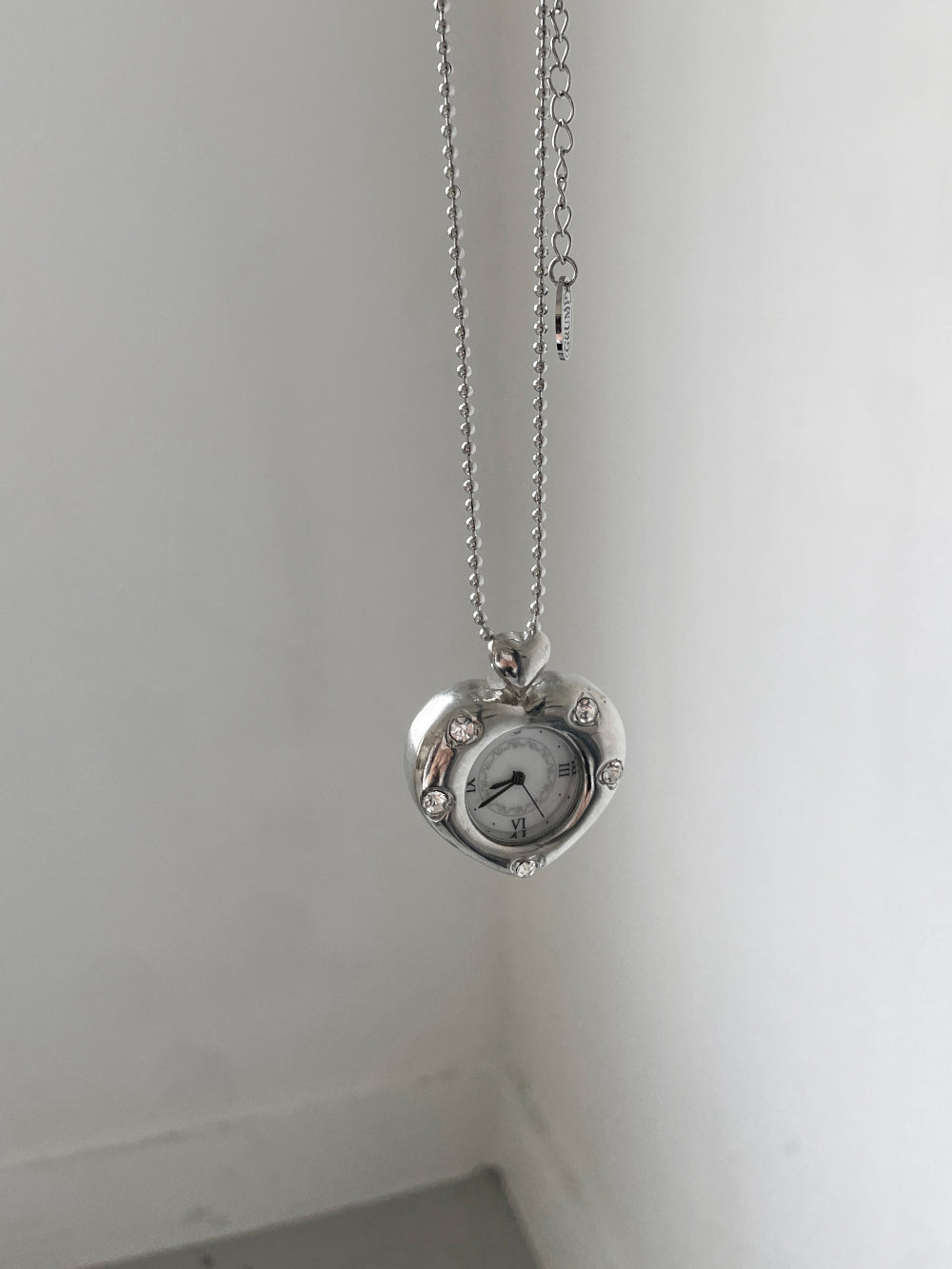 Grumpy Stuff Twinkle Heart Clock Long Necklace