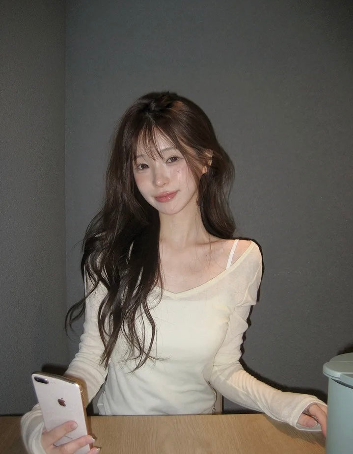 U領透透長袖Top 十三色入