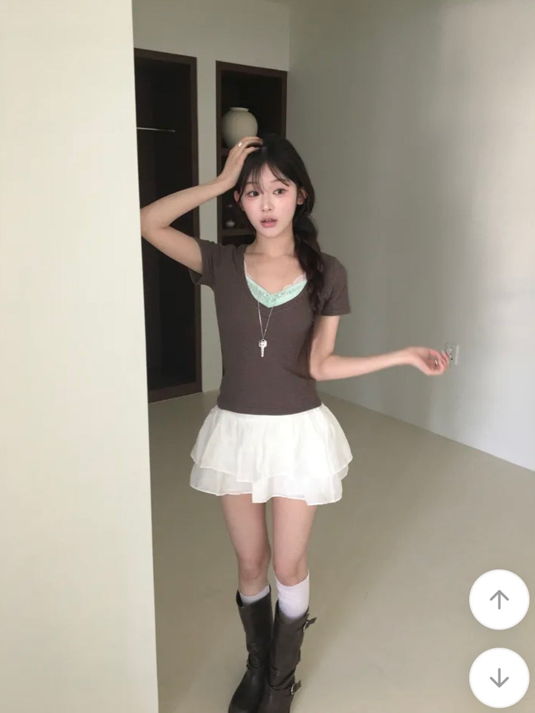 V領坑條短款上衣 五色入