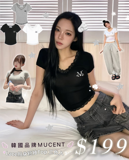 MUCENT Lace貼身短袖Top 三色入