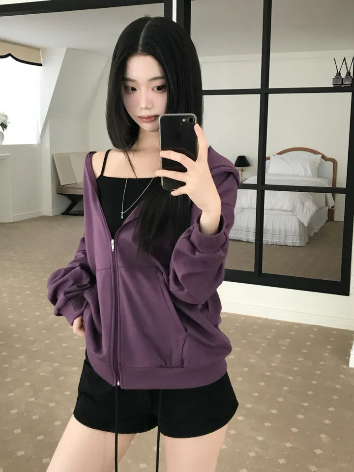 寬鬆全拉鍊連帽外套 八色入