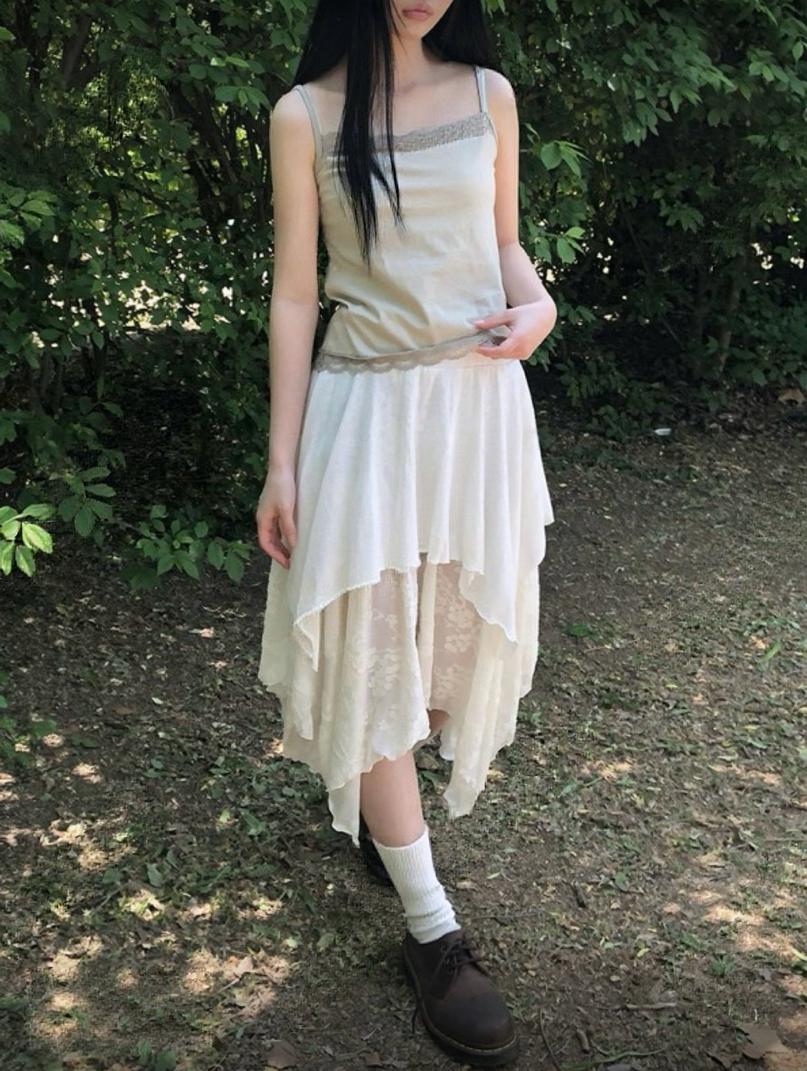 Lace不規則layer半身裙 兩色入