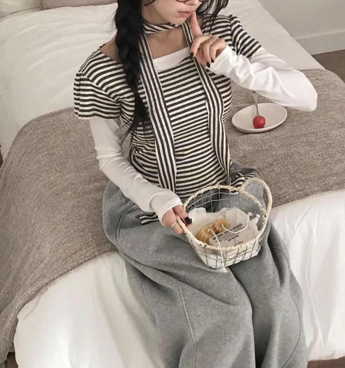 間條掛頸Top 兩色入