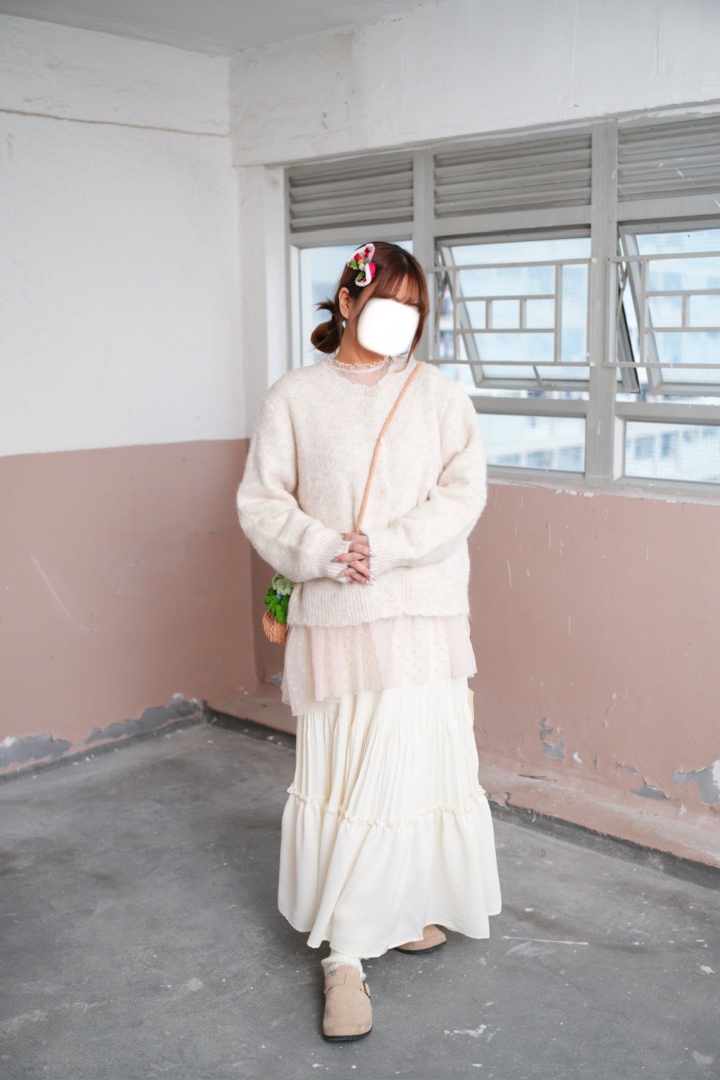 小花鈕扣混色毛衣 兩色入